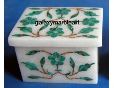 Malachite stones inlaid marble box-RE2317